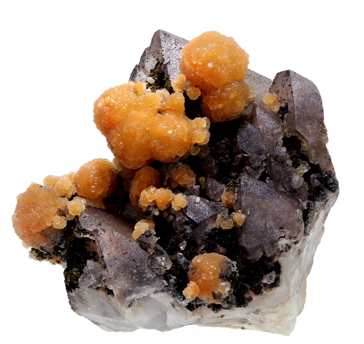 Calcite On Native Copper With Quartz With Hematite