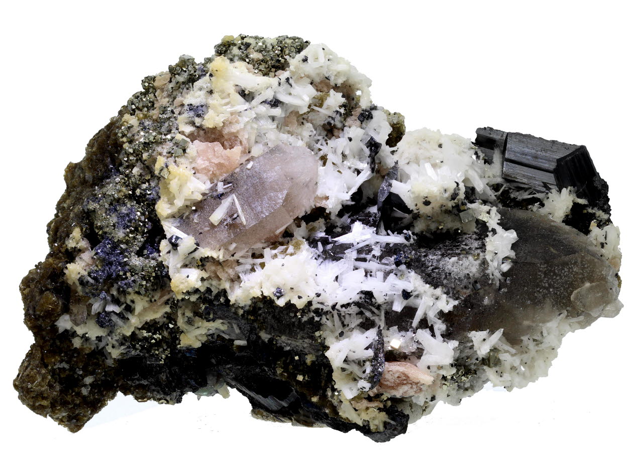 Bertrandite Pyrite & Rhodochrosite With Wolframite & Quartz