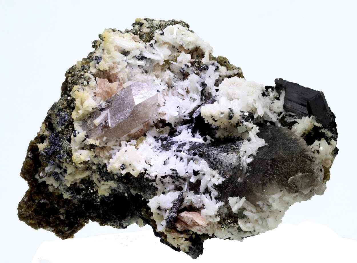 Bertrandite Pyrite & Rhodochrosite With Wolframite & Quartz