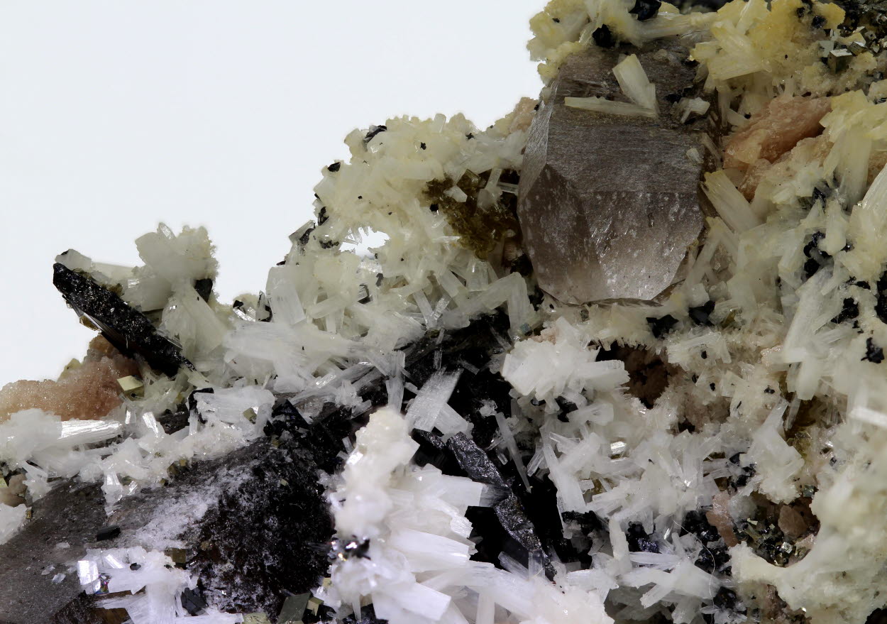 Bertrandite Pyrite & Rhodochrosite With Wolframite & Quartz