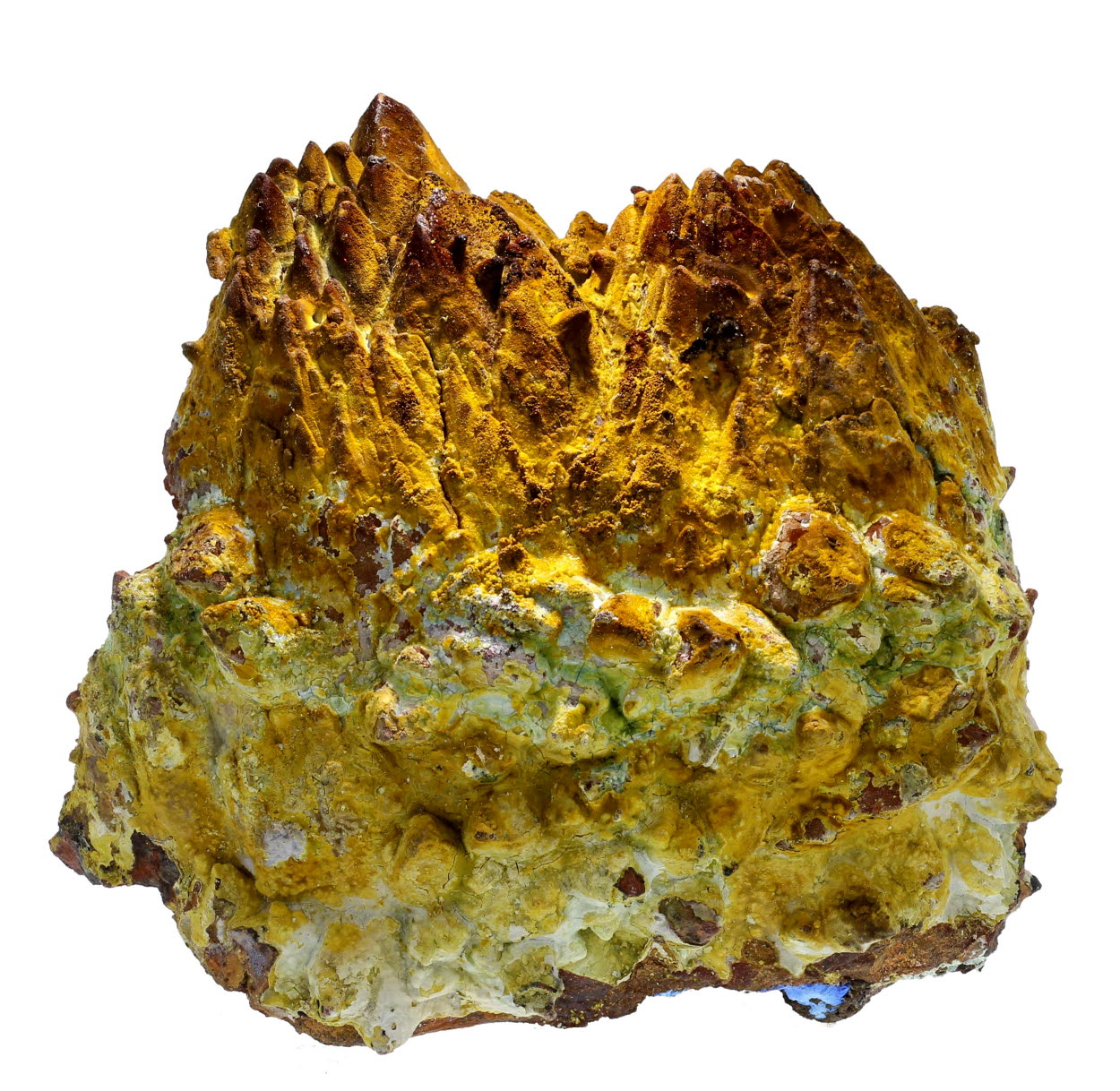 Cuprocopiapite On Limonite Psm Calcite