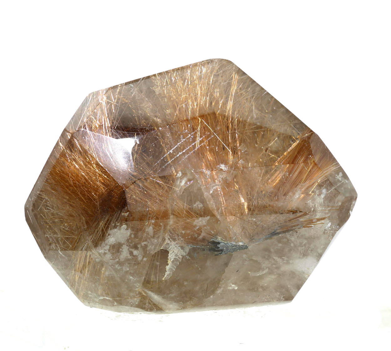 Quartz With Rutile Inclusions - Polished Freeform