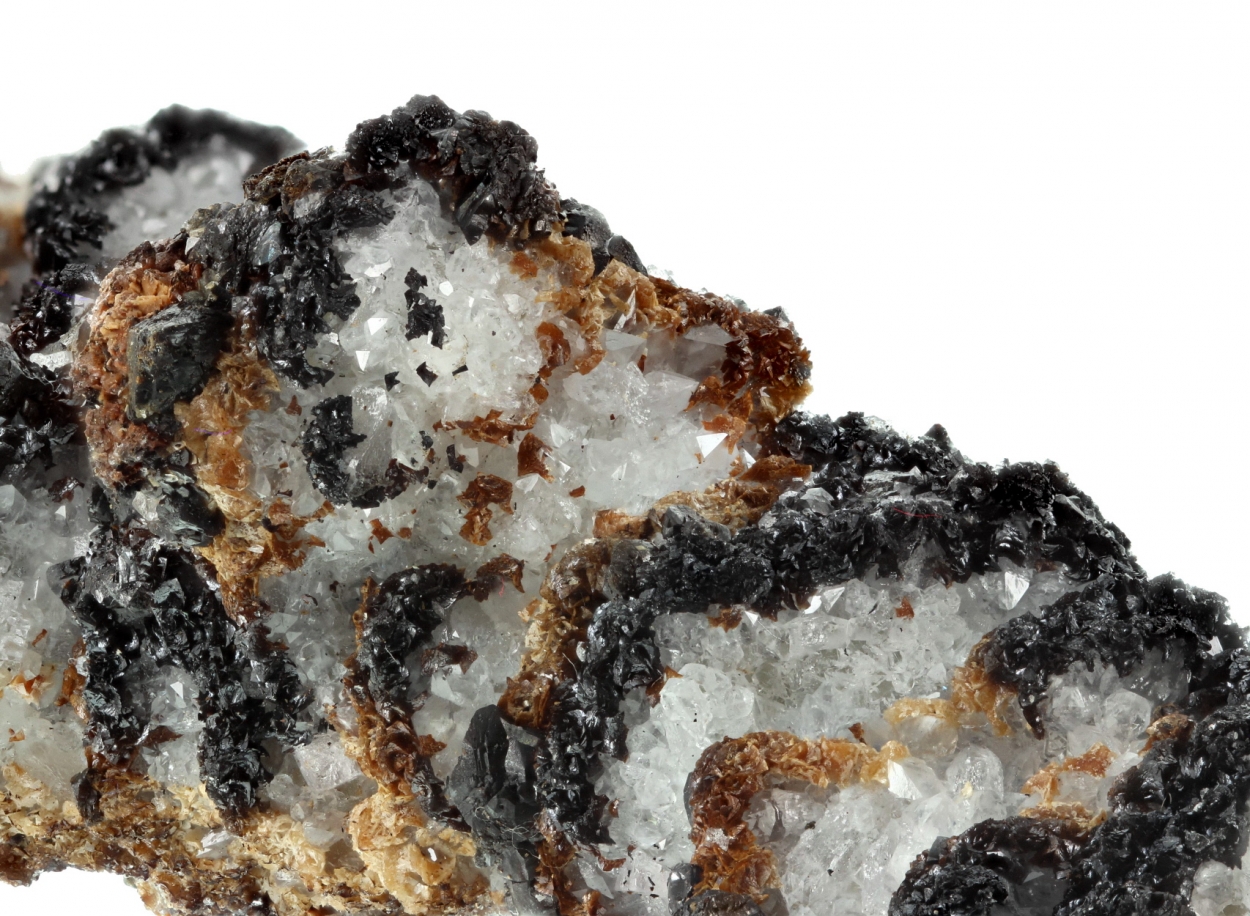 Siderite On Quartz With Sphalerite & Fluorite