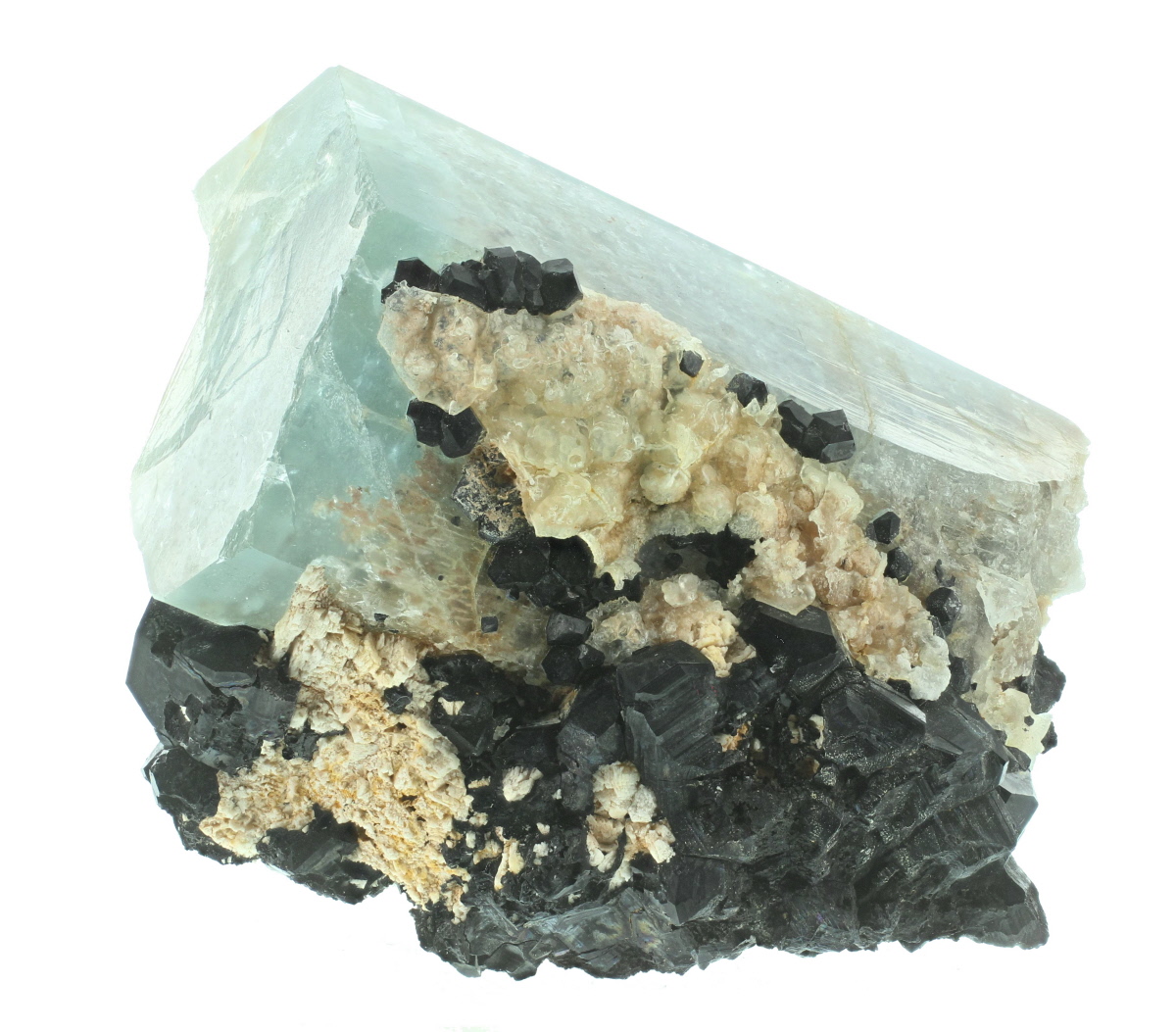 Aquamarine With Schorl & Hyalite