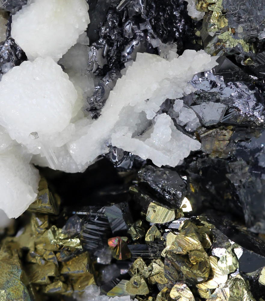 Sphalerite Chalcopyrite & Galena with Calcite & Quartz