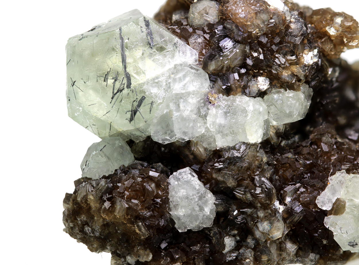 Fluorite With Cosalite Inclusions On Muscovite