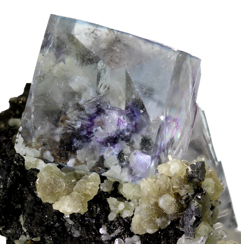 Fluorite With Stannite Chalcopyrite & Quartz