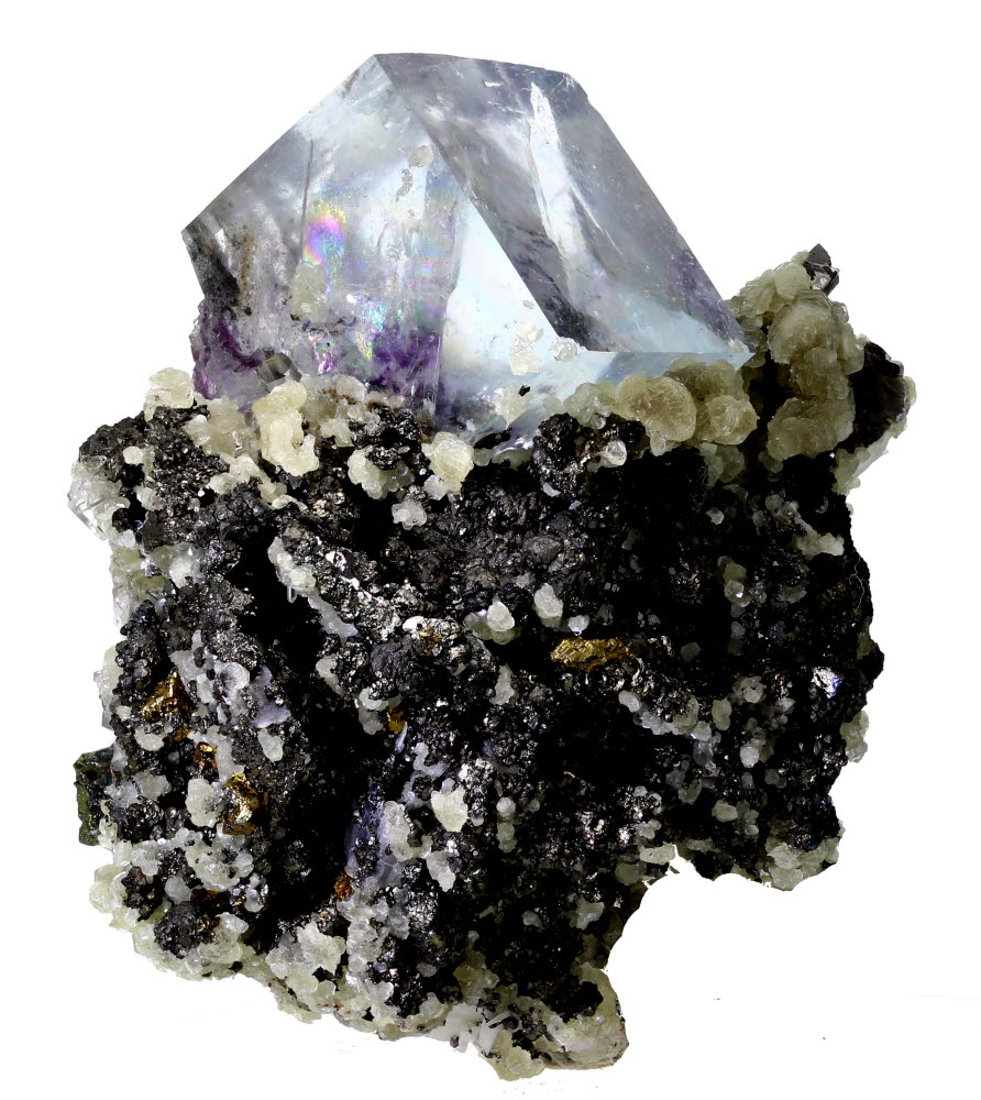 Fluorite With Stannite Chalcopyrite & Quartz