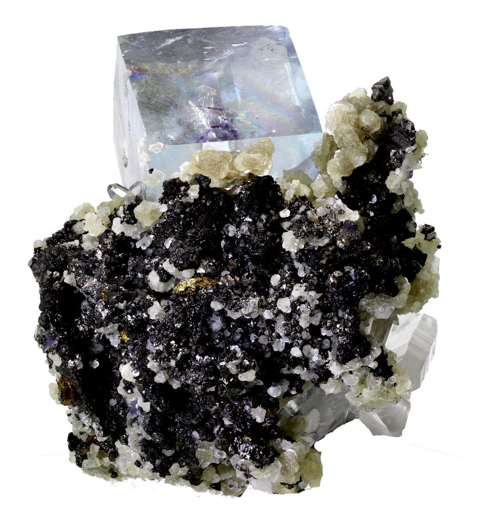 Fluorite With Stannite Chalcopyrite & Quartz