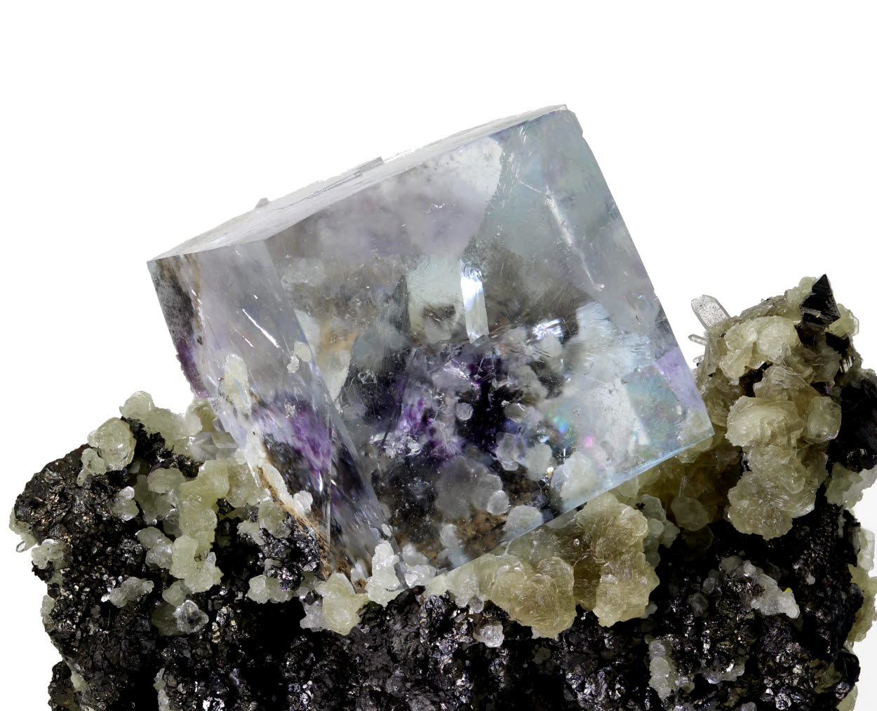 Fluorite With Stannite Chalcopyrite & Quartz