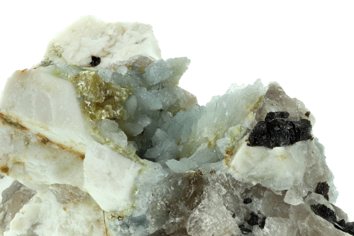 Tourmaline On Calcite With Feldspar