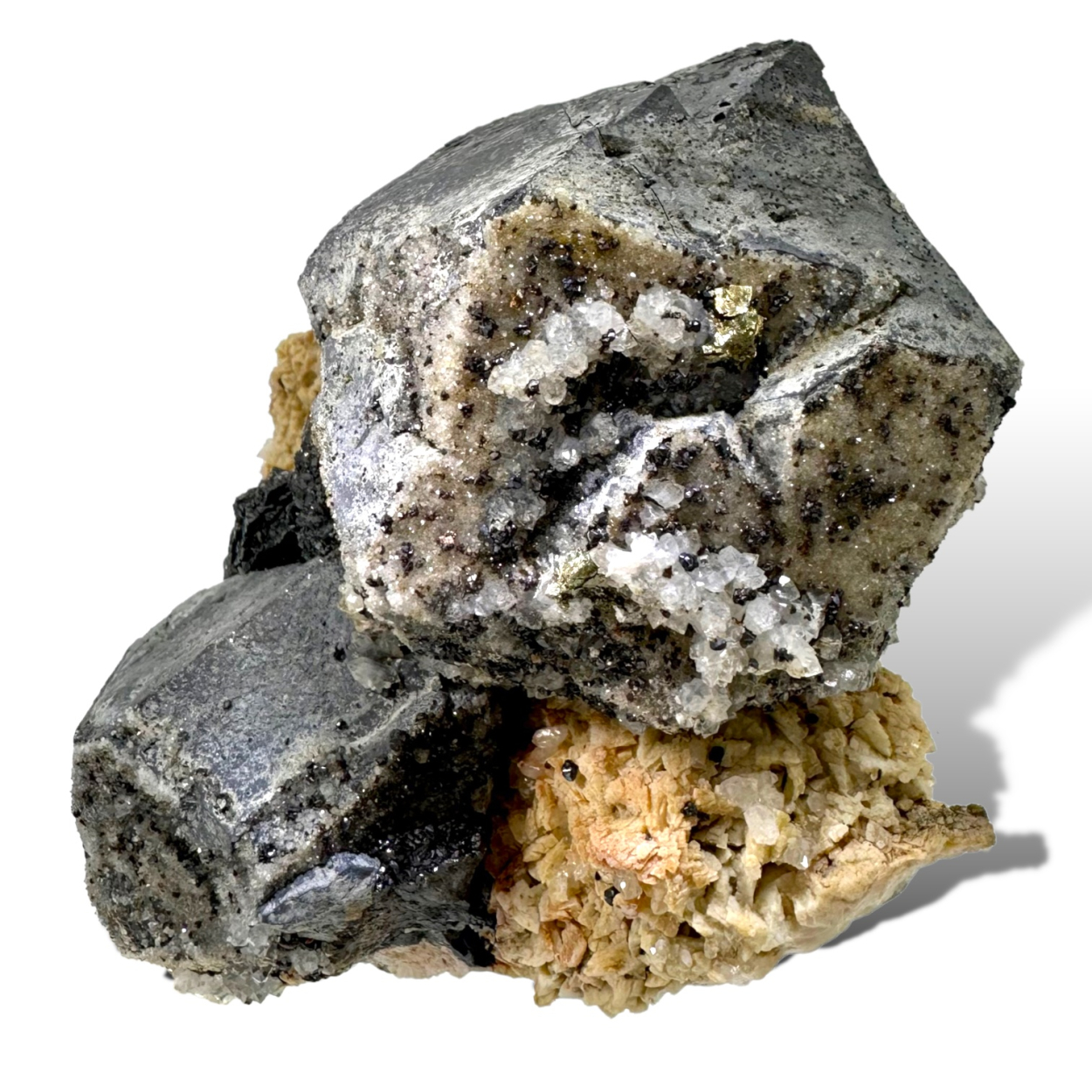 Galena Sphalerite Quartz & Pyrite On Ankerite
