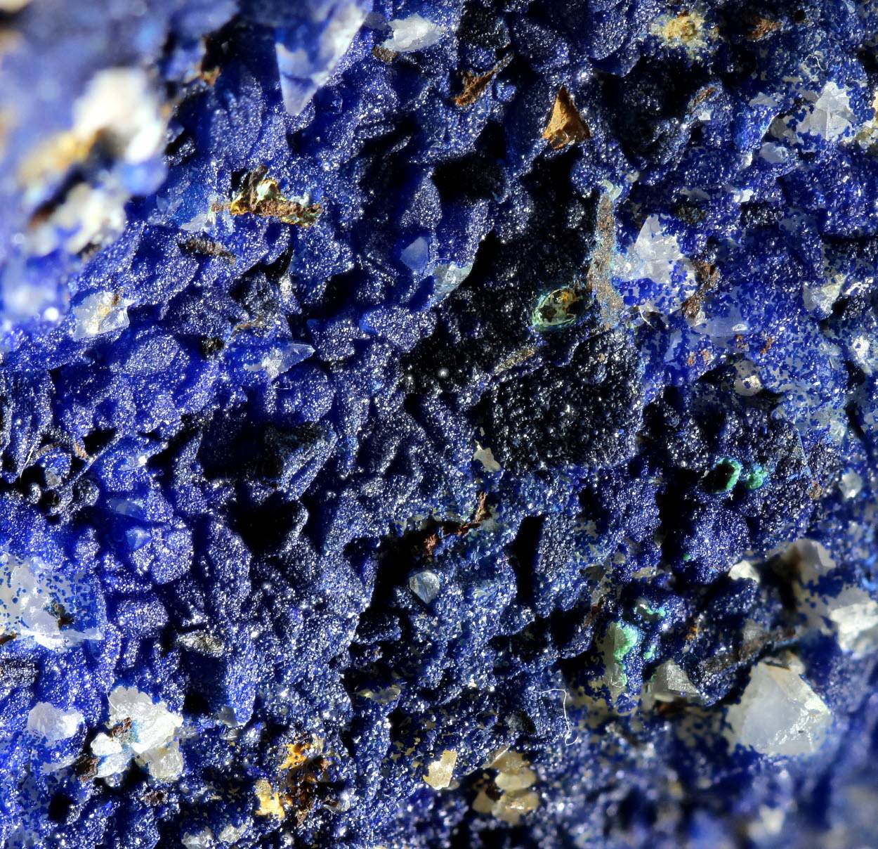 Azurite On Calcite