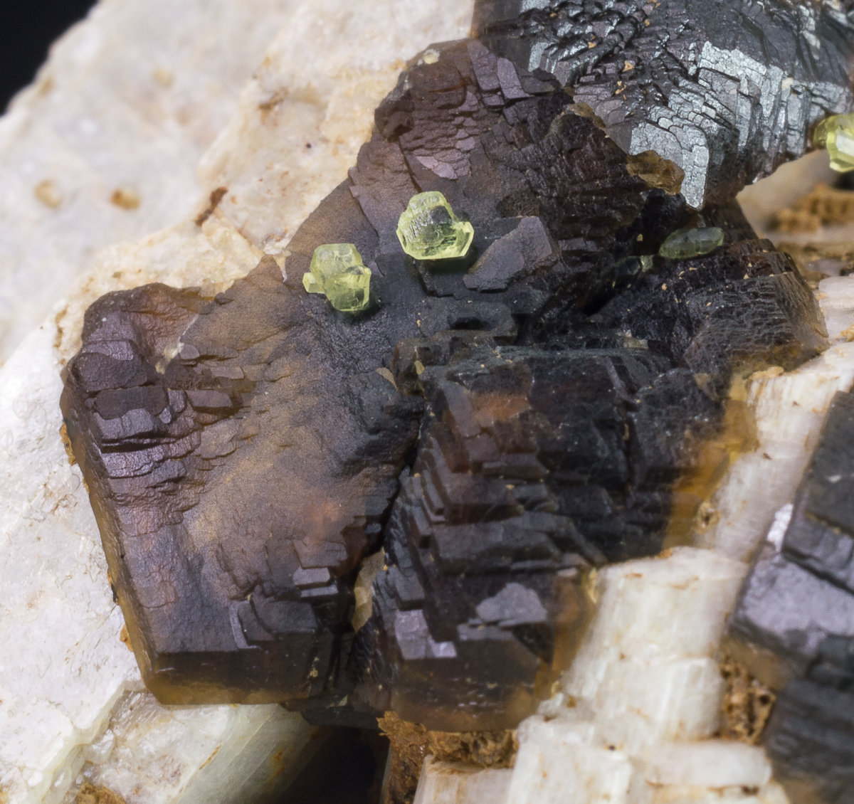 Andradite Melanite & Epidote On Orthoclase