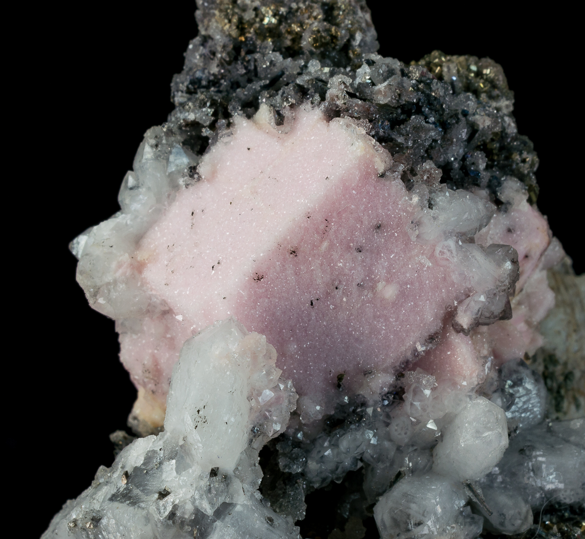 Rhodochrosite Quartz & Pyrite