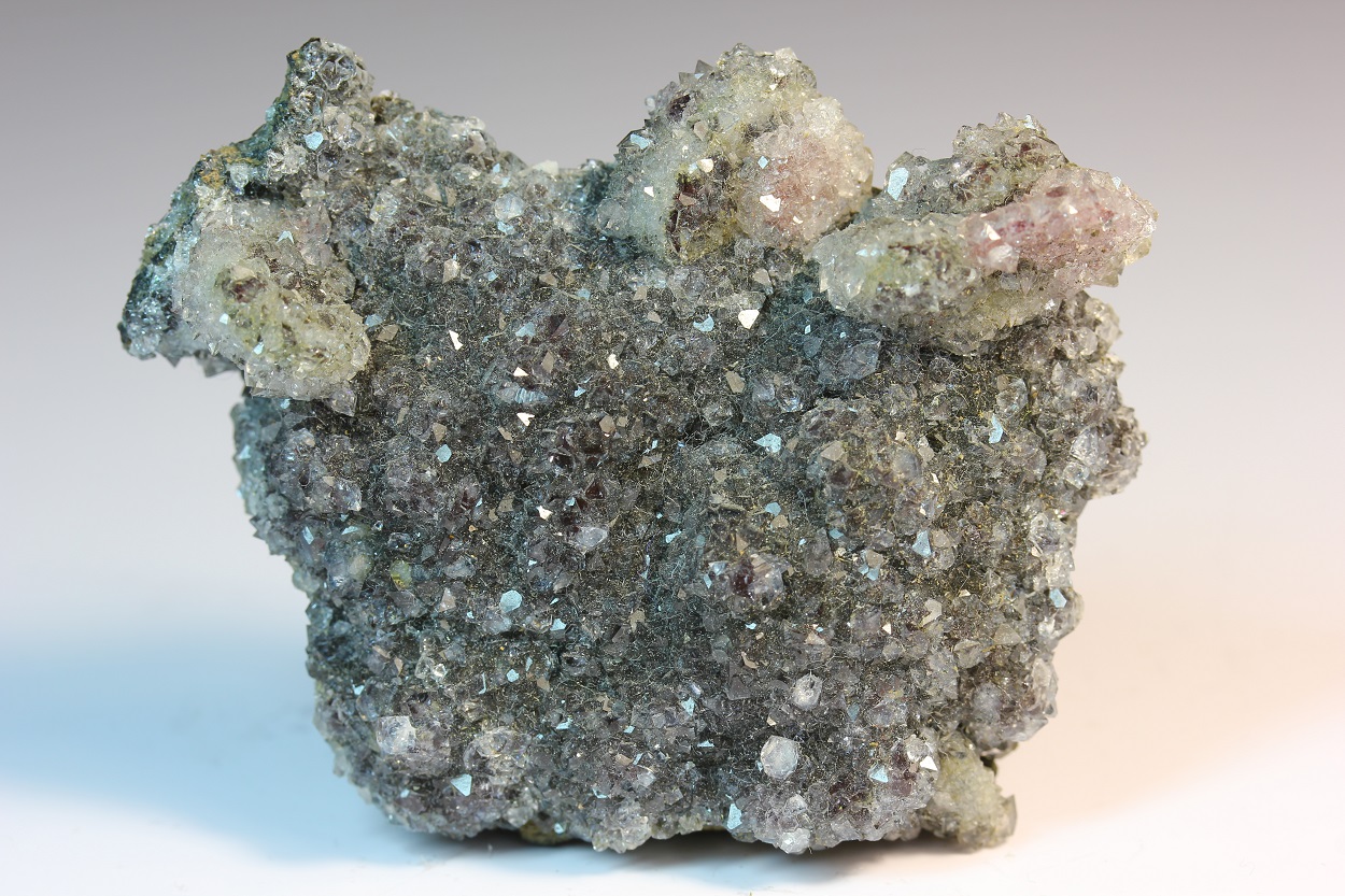 Apophyllite Calcite On Hematite & Hedenbergite