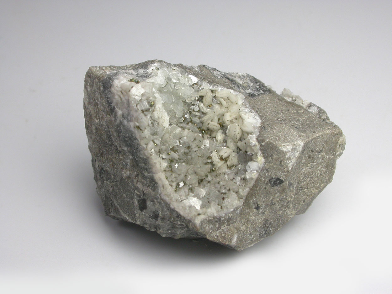 Dickite Calcite & Chalcopyrite On Dolomite