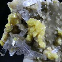 Celestine & Native Sulphur On Calcite