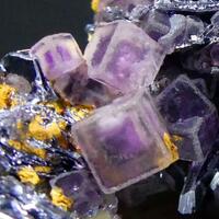 Fluorite With Molybdenite On Quartz