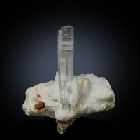 Aquamarine With Garnet On Albite & Mica