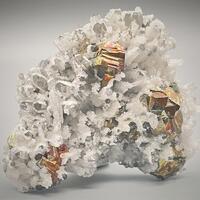 Manganoan Calcite On Quartz & Pyrite