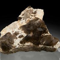 Smoky Quartz On Microcline & Albite Var Cleavelandite