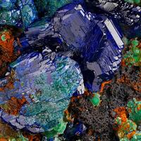 Azurite Malachite Adamite & Calcite