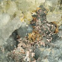 Native Bismuth With Spherocobaltite & Calcite & Quartz