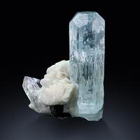 Aquamarine With Rock Crystal On Albite