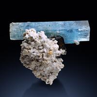 Aquamarine With Schorl On Pericline