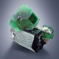 Fluorite On Tourmaline Var Schorl