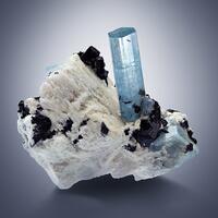 Aquamarine & Schorl On Pericline