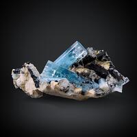 Aquamarine & Schorl On Microcline