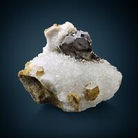 Tetrahedrite Galena & Siderite On Rock Crystal