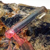 Tourmaline Var Rubellite On Smoky Quartz