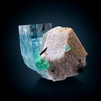 Aquamarine & Fluorite On Microcline