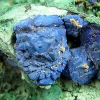 Azurite On Malachite