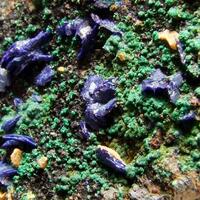 Baryte On Azurite & Malachite