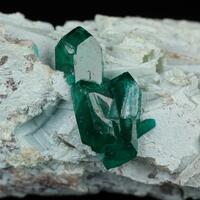 Dioptase On Plancheite On Quartz