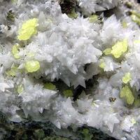 Native Sulphur With Calcite & Pyrite