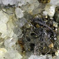 Native Silver With Chalcopyrite & Calcite