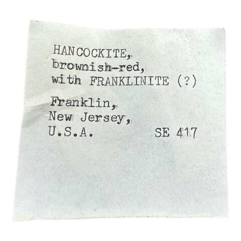 Label Images - only: Hancockite & Franklinite With Hendricksite