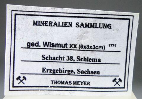 Label Images - only: Native Bismuth & Erythrite