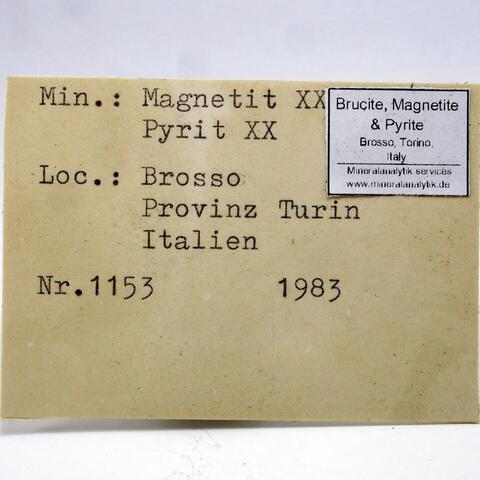 Label Images - only: Brucite Magnetite & Pyrite