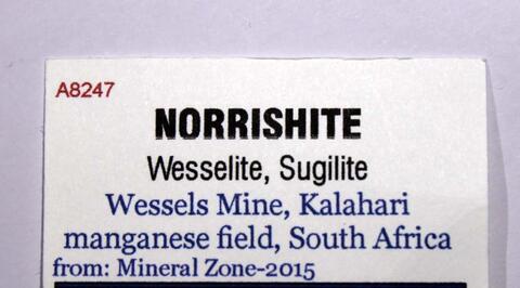 Label Images - only: Wesselsite Norrishite & Sugilite