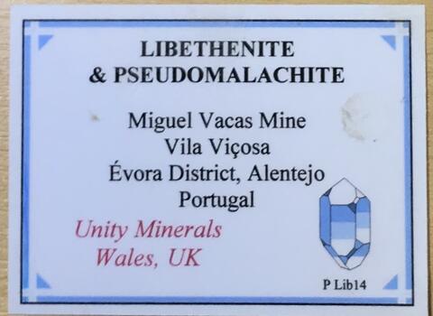 Label Images - only: Pseudomalachite & Libethenite