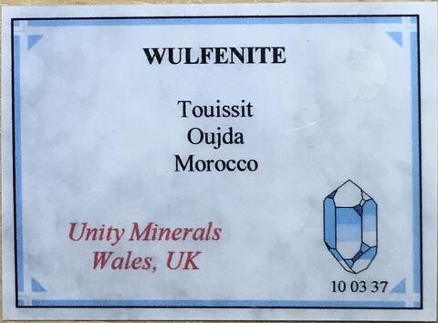 Label Images - only: Wulfenite & Dolomite