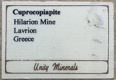 Label Images - only: Cuprocopiapite On Limonite Psm Calcite