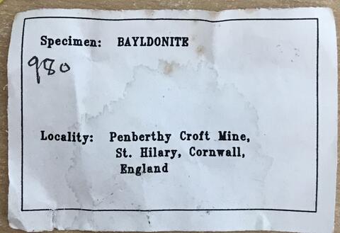 Label Images - only: Bayldonite