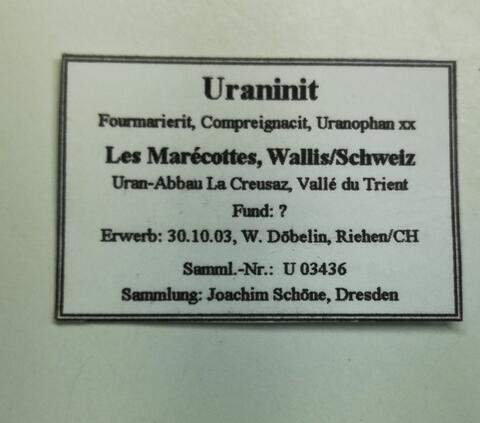 Label Images - only: Fourmarierite Uranophane Uraninite